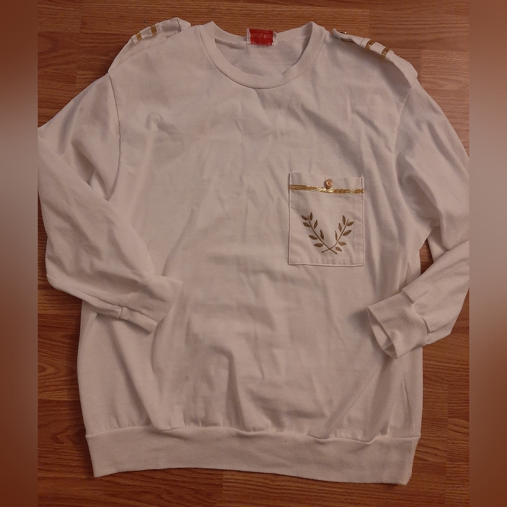 Vintage 80s Young Stuff Gold and White Long Sleeve Sweater Size Large